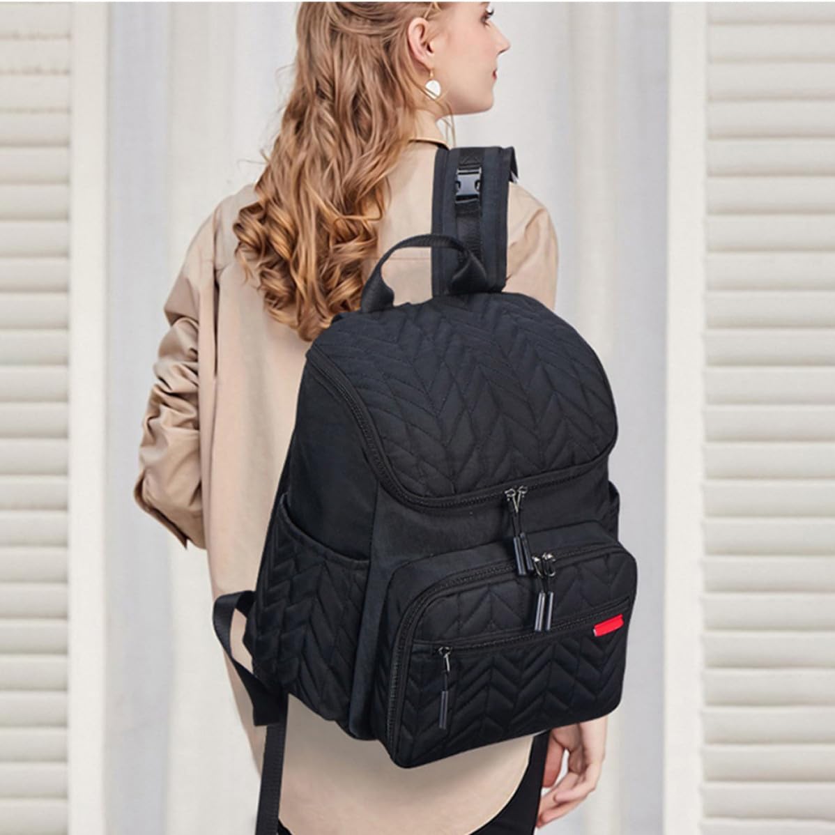 Mochila para Pañales de Gran Capacidad, Bolso de Madre Negro