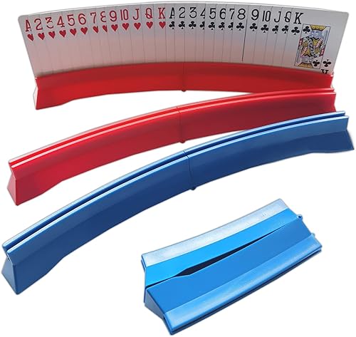 JJHREI Paquete de 4 tarjetas de juego manos libres, soportes plegables para cartas de juego, estante curvo para naipes para niños y personas mayores