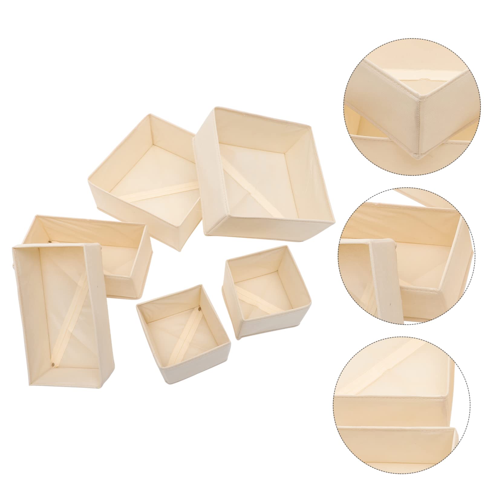 MAGICLULU Aufbewahrungsboxen Praktischer Schubladenorganizer Beige 6 Stück mit Reißverschluss Stabilem Pp Platten Rücken und Doppelt Feiner Naht für Unterwäsche und Socken