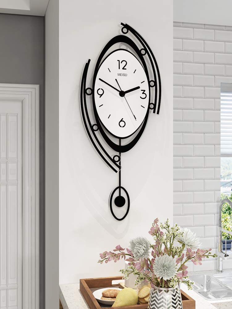 MNSRUU Orologio Da Parete Rotondo 24 Cm Con Piuma Di Pavone: Silenzioso, Acrilico, Batteria (Non Inclusa)