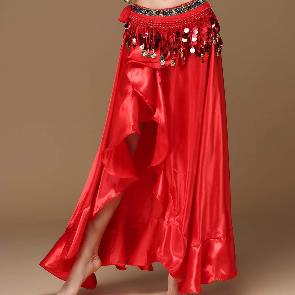 Baisdan Jupe Danse Orientale pour Femme avec Fente, Jupe de Danse pour Le Flamenco, Les Spectacles et Les Fêtes Halloween