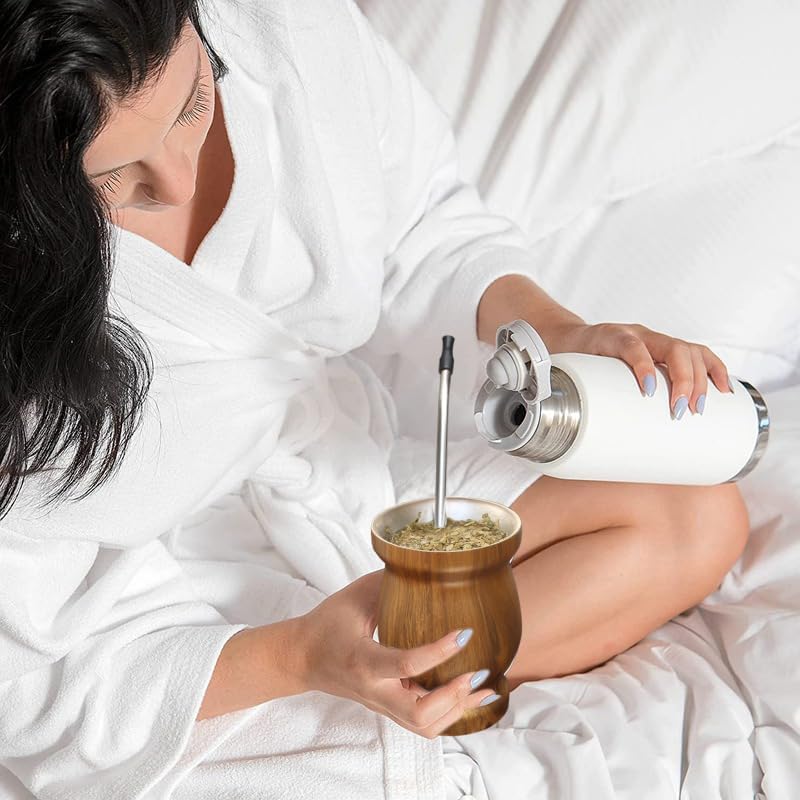 Miniatura 5 de Beruth - Pajita reutilizable de yerba mate, filtro extraíble de acero inoxidable con punta de silicona suave, popote de metal para beber té de hojas