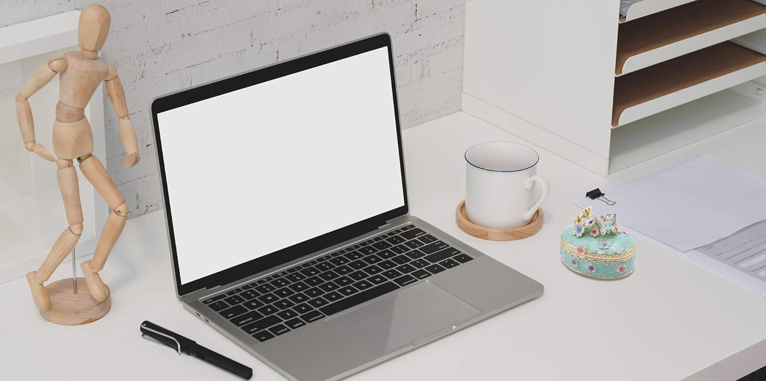 LARAINE Jewelry Trinket Box Decorative Vintage Style Jewelry Organizer for Women Rhinestones Jewelry Storage Home Decor Unique Gift (Oval Blue) - Image 6