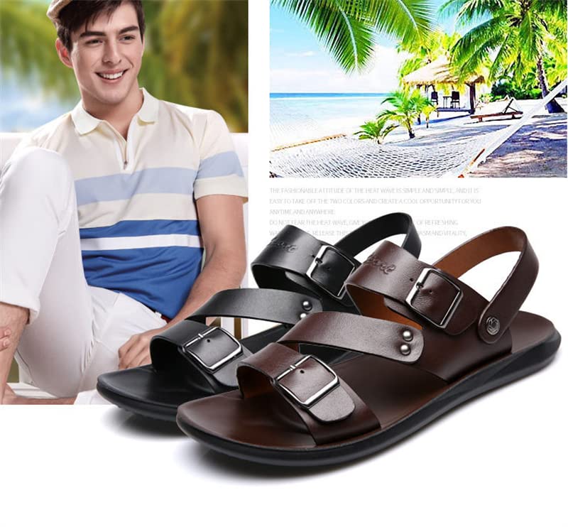 CHUUMEE Mens Sandals Leather Slide Sandals Open Toe Back Strap Comfortable Casual Summer Beach Travel Outdoor3
