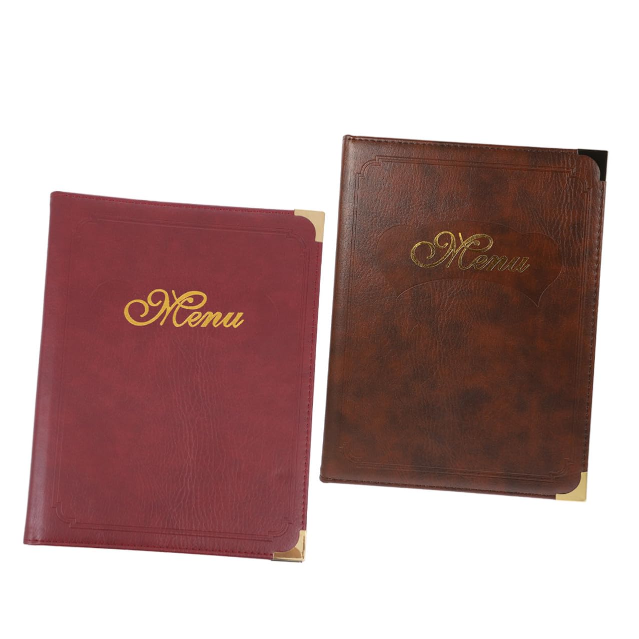 TOYANDONA 2pcs A4 Leather Menu Holder Book Set Reusable Restaurant Menu Folder with Display Sleeve Multifunctional Order Cover for Bars and Cafes in Wine Red and Coffee