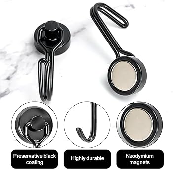 Ant Mag - Ganci Magnetici Al Neodimio, Forza Magnetica 63,5 Kg, Con Moschettone Orientabile, Per Cucina, Bagno, Camera Da Letto, Garage, Ufficio, Hook,frigorifero, Confezione Da 2 - Foto 2