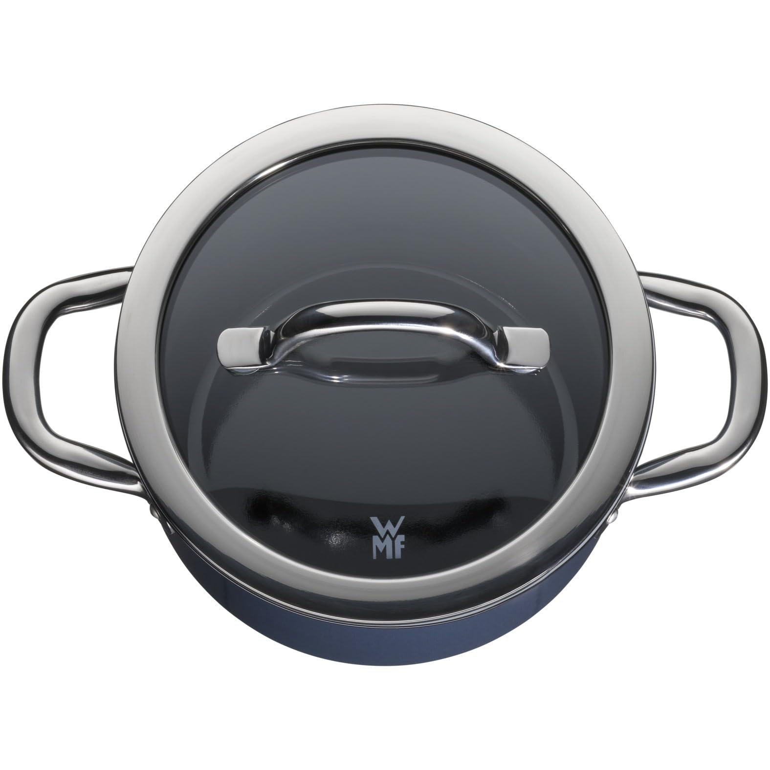 WMF Fusiontec Inspire Petite marmite en céramique high-tech résistante aux rayures, non revêtue, avec couvercle en verre, 1,3 l, 16 cm, bleu foncé, fabriquée en Allemagne
