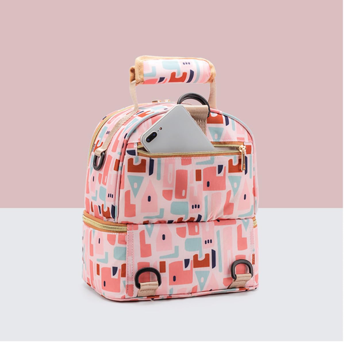 1pieza Bolsa Térmica para Leche Materna de Nylon Doble Mochila Portátil para Madre con Aislamiento Prolongado Almacenamiento Seguro y Bolsillo Trasero Multifunción para Viajes