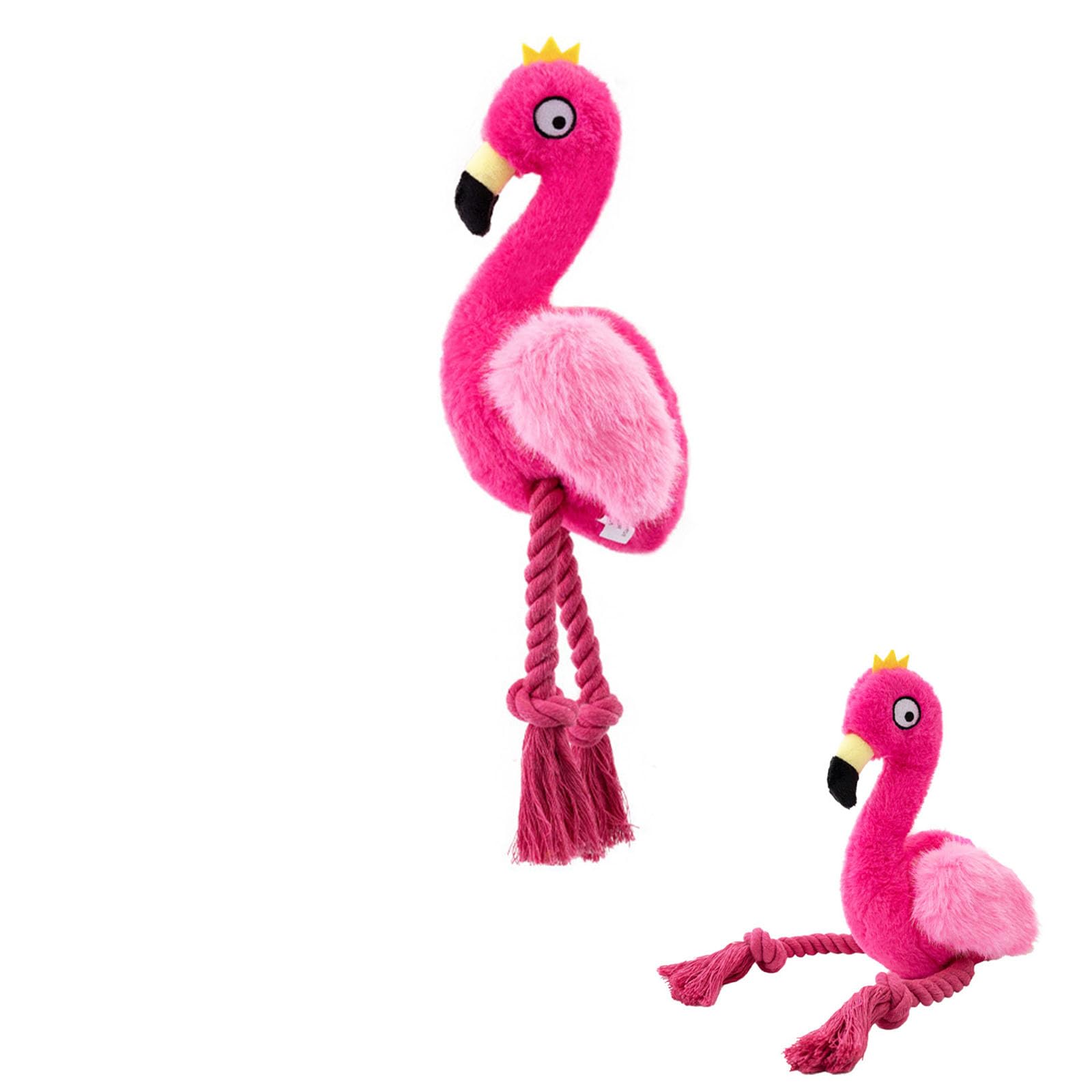 TONYFY Flamingo Knot Quietschendes Hundespielzeug mit Knisterpapier für kleine und Mittelgroße Hunde, Plüsch-Kauspielzeug für Welpen zum Kuscheln, Zusammenrollen und Schmusen – Rot