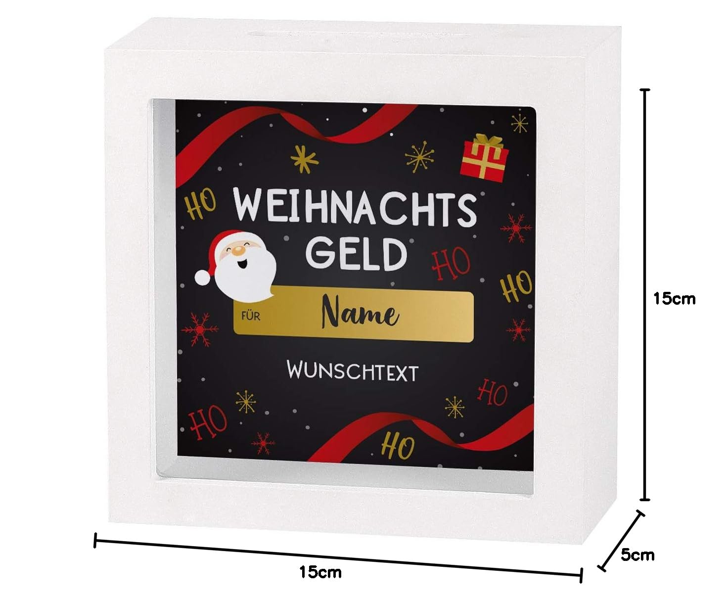 Herz & Heim® Spardose Als Bilderrahmen – Personalisierbar Mit Namen & Text, Größe 13x13x5 Cm