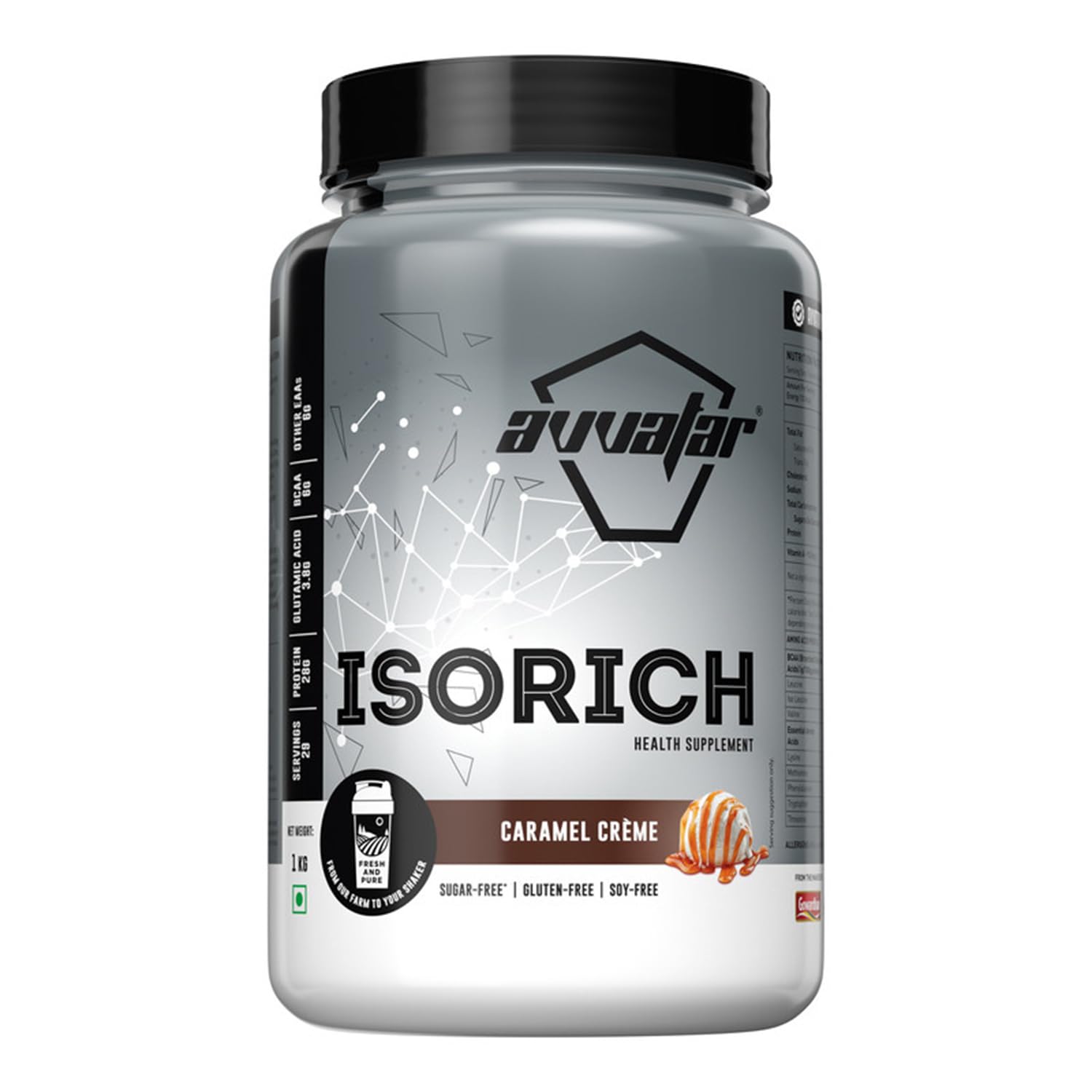 avvatarISORICH WHEY PROTEIN | 1Kg | Caramel Cream Flavour | 28g Protein | 29 Servings | Isolate