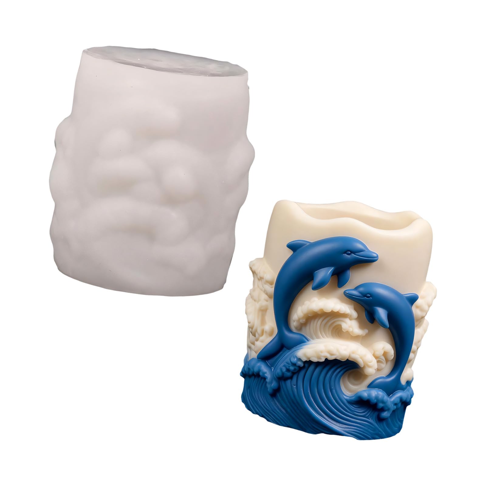 LWHZOFR 3D Relief Mold Silicone Form for Marine Themed Pillar Creations, Home Styling Projects, and Home Display Table Decor Use Marine Mold Silicone Pillar Decor Display Use Soap Relief