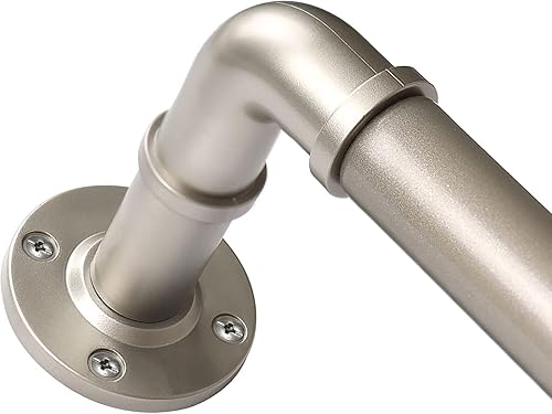 HOTOZON Barra de cortina industrial de 1 pulgada de 32 a 116 pulgadas, cortineros opacos para ventana, de 84 a 112 pulgadas, color plateado antiguo