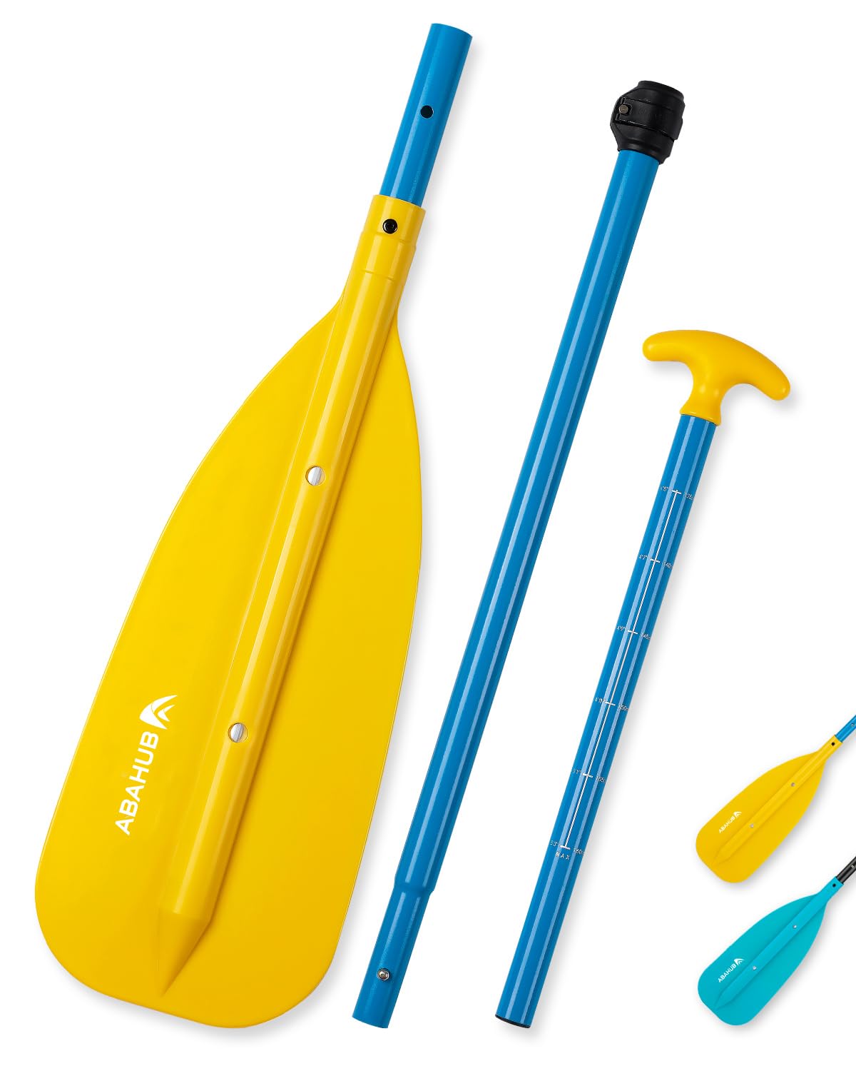 Abahub Adjustable Canoe Paddle Aluminum Shaft, 4'3''-5'3''/130cm-160cm, Floatable Oar for Canoeing Boating Kayaking, Yellow