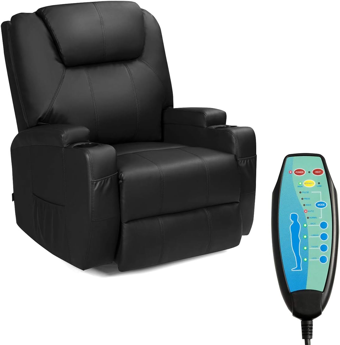 Tangkula Electric Massage Recliner Chair, 360 Degree Swivel Heated Chair, Rocking Massage Chair, Adjustable Accent Armchair, Modern Vibrating Sofa, Padded Cushion, Home Theater Seating,Leisure Lounge