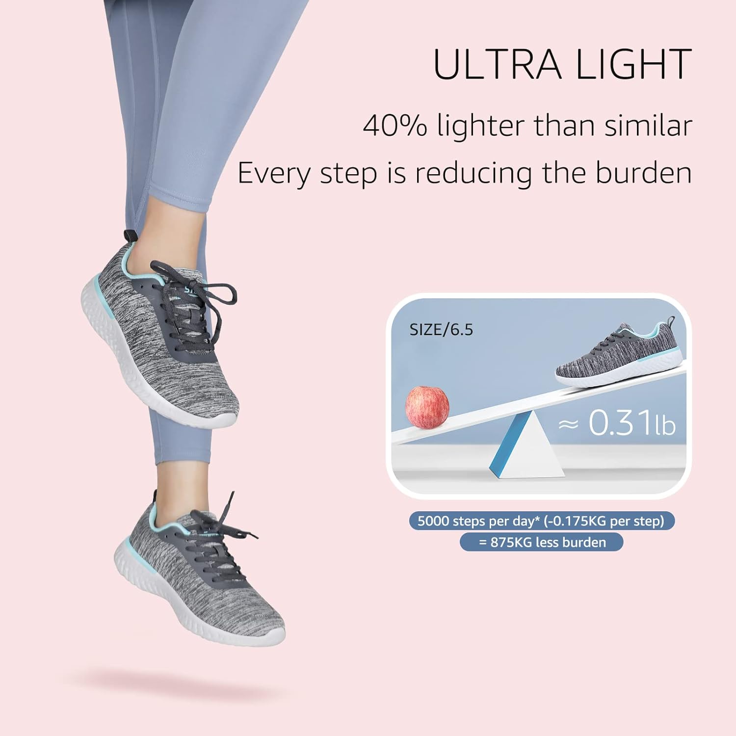 STQ Walking Shoes for Women Lace Up Lightweight Tennis Shoes - Image 2