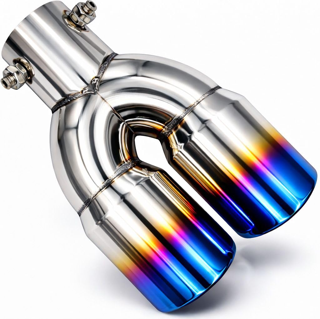 GONAMA Universal Double Barrel Car Silencer Tip - High-Grade Stainless Steel - Rust Proof-picture-13