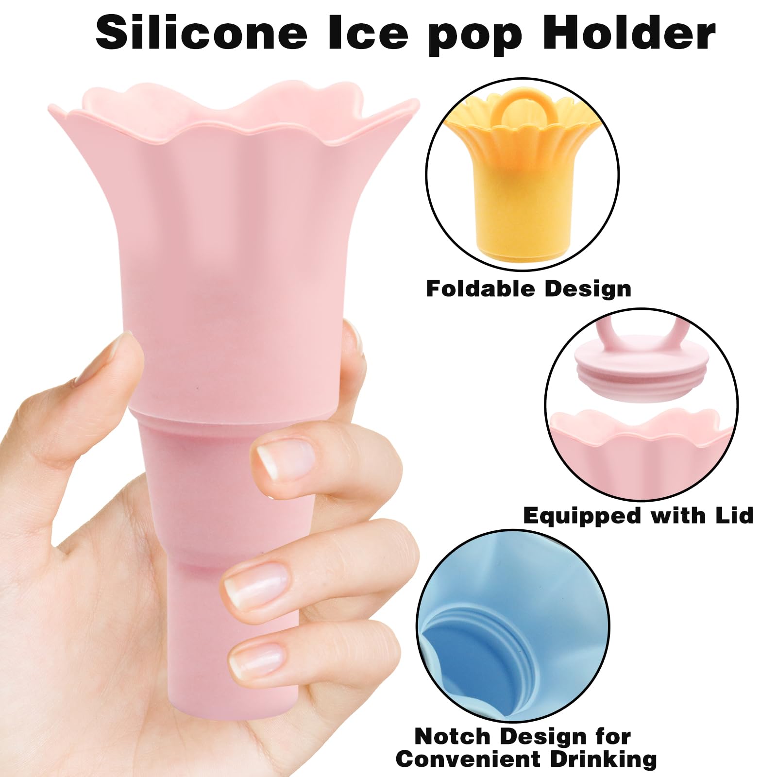 3Pcs No-Drip Ice Pop Holders for Kids Silicone Ice Pop Holder Toddler Ice Pop Molds with Lid - Image 4