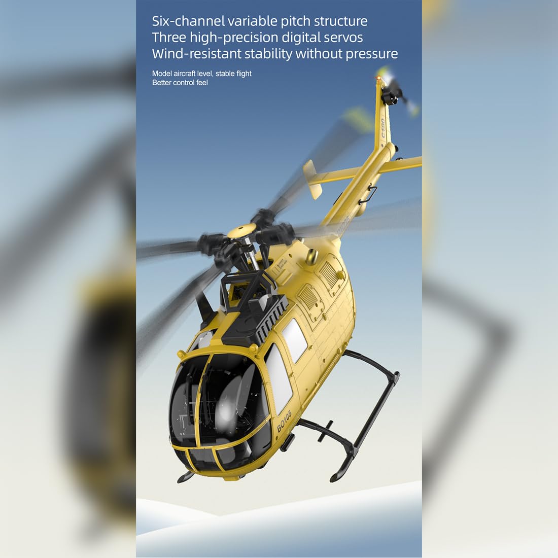 Ferngesteuert Hubschrauber Outdoor, C180 1/25 2.4G 6CH RC Helikopter mit LED-Leuchten, E-Tast-Start/Landung, Barometer + TOF-LiDAR-Höhenhaltung, Geschenke für Erwachsene - RTF