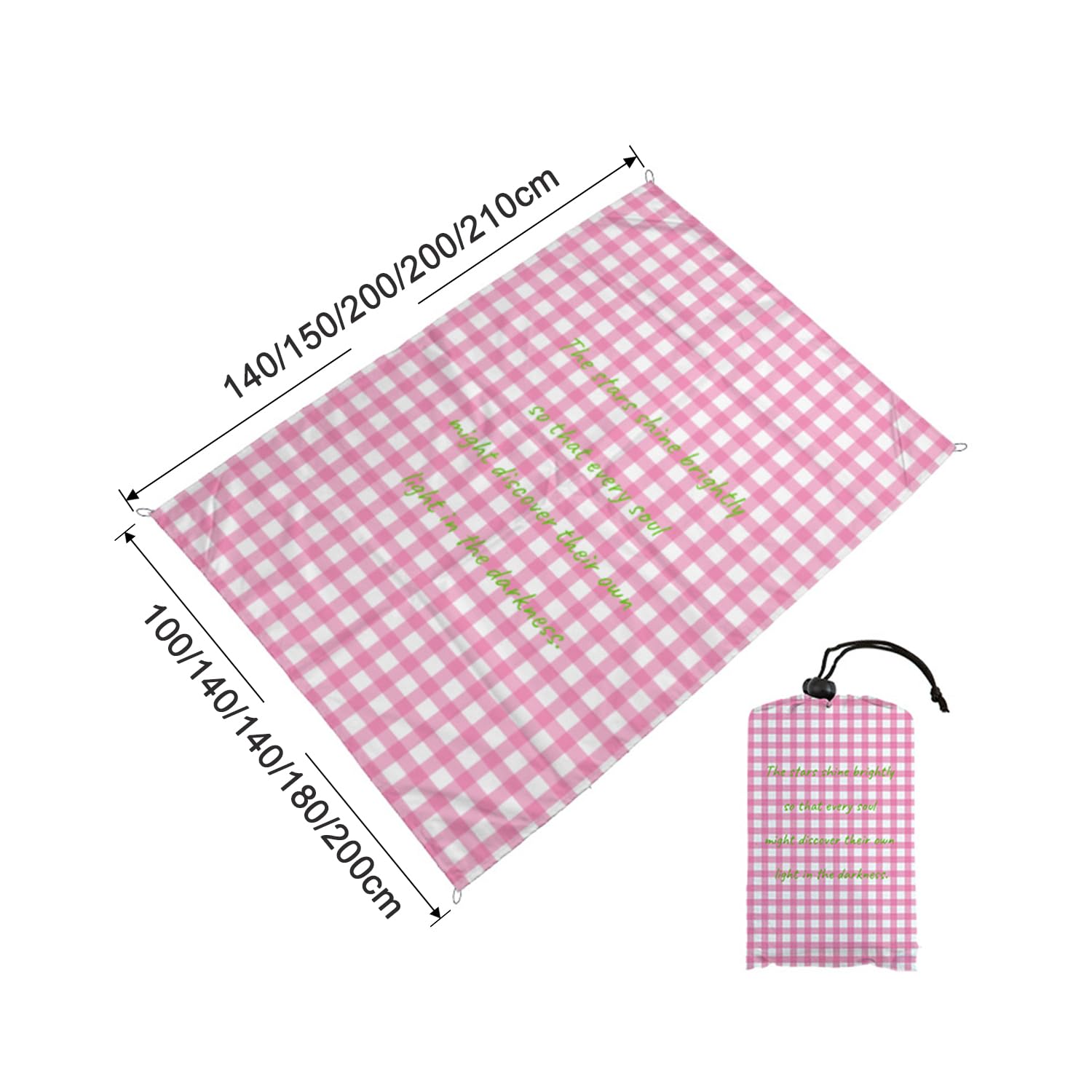 Set di 2 coperte da picnic da spiaggia, impermeabili, portatili, lavabili, a prova di sabbia, con manico, pieghevoli, per barbecue, all'aperto, viaggi, parco, spiaggia, campeggio