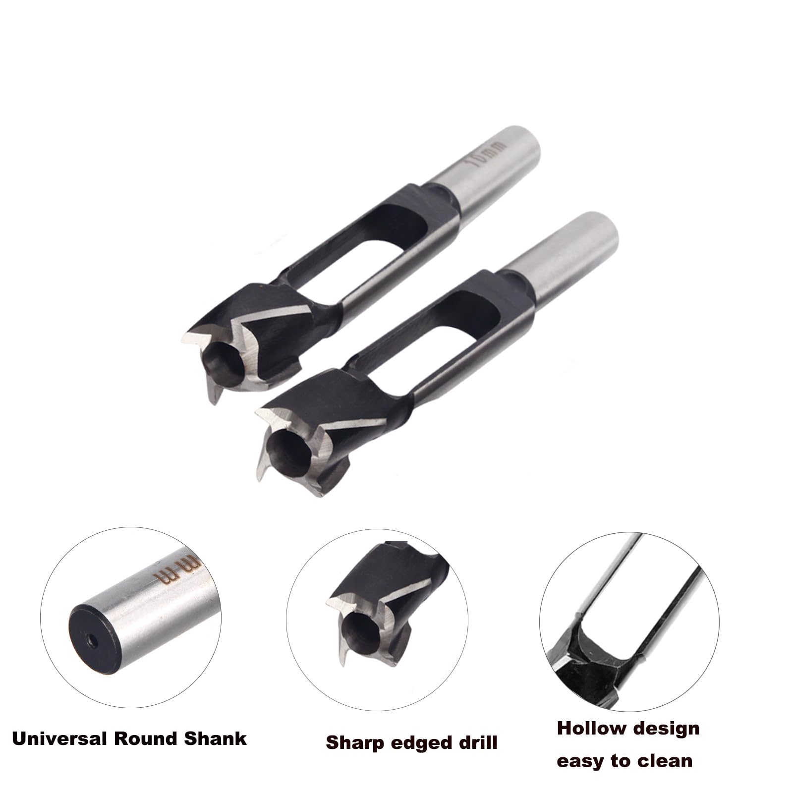 2 kits de broyeurs d'outils de broche et de bouchon profond, outils de bouchon en bois avec poignée circulaire de 1/2 "pour la fabrication de rivets pour les meubles de menuiserie (10MM+15MM)