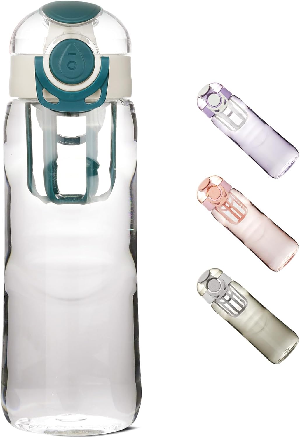 Kerilyn 28oz Clear Water Bottle with Fruit Infuser (Green) Thumbnail