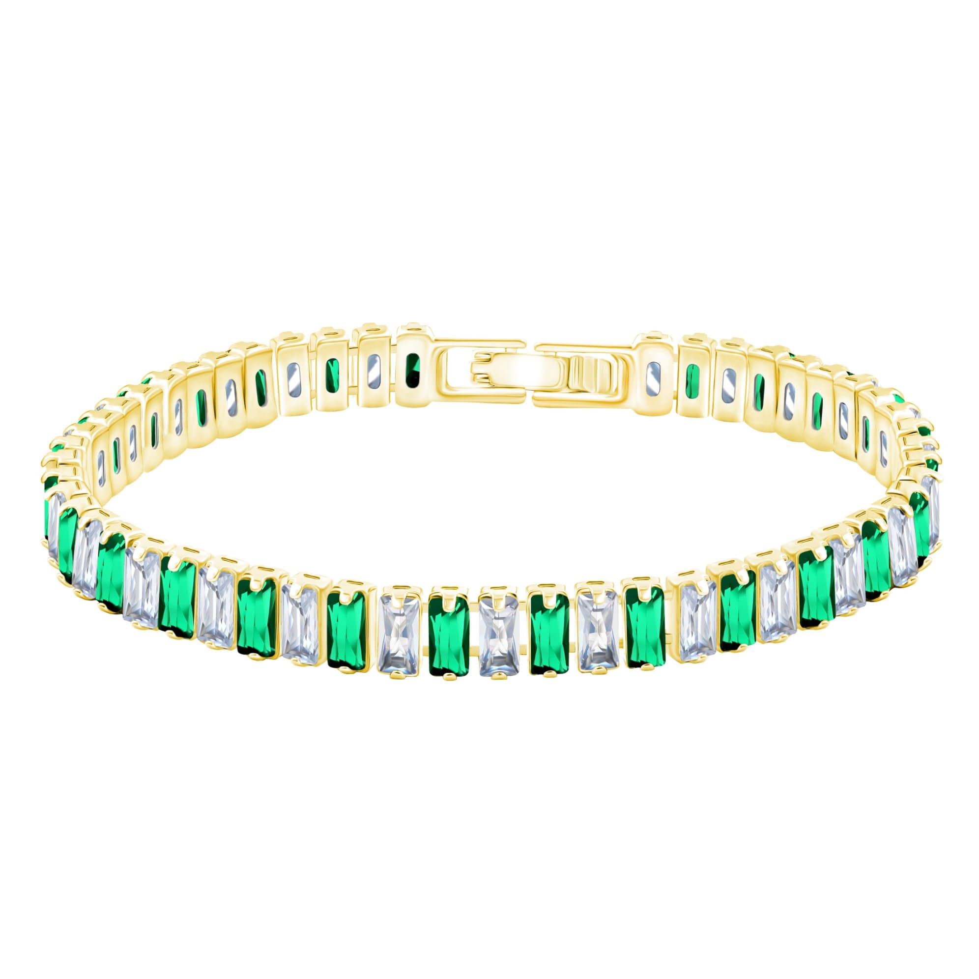 LYGBAOFUL Mehrfarbiges, rechteckiges Tennisarmband mit kubischem Zirkonia – Braut- und minimalistischer Abschlussstil für den Alltag YA4537
