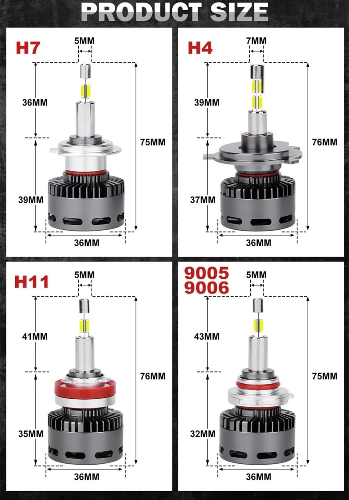 Phare de voiture H7 LED 360 220000LM H4 Canbus 560W LED H11 H1 H8 H9 9005 HB3 9006 HB4 9012 HIR2 6000K, lampe Turbo for projecteur Len (Color : 2PC 6000K White, Size : H7)