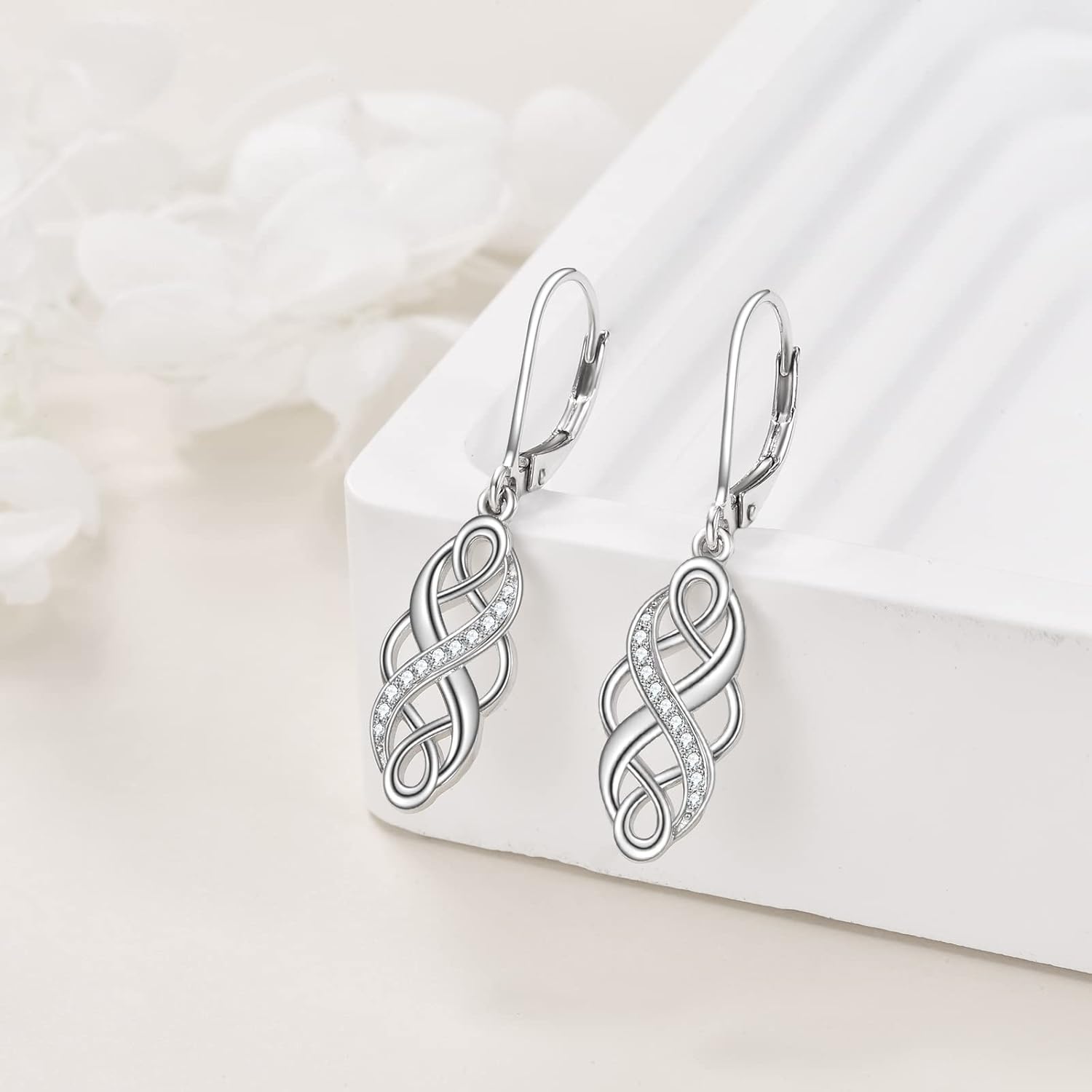YFN Sterling Silver Celtic Knot Dangle Earrings Good Luck Irish Celtic Knot Leverback Dangles Earrings for Women - Image 3