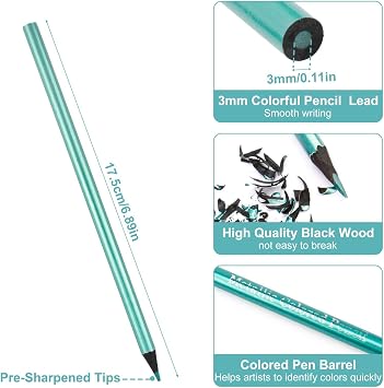 12 Metallic Colouring Pencils for Adult, Coloured Pencils Professional Drawing Pencil Set Assorted Colors Wooden Pencil for Beginners Adults Artists Sketching Layering Blending Colouring Books