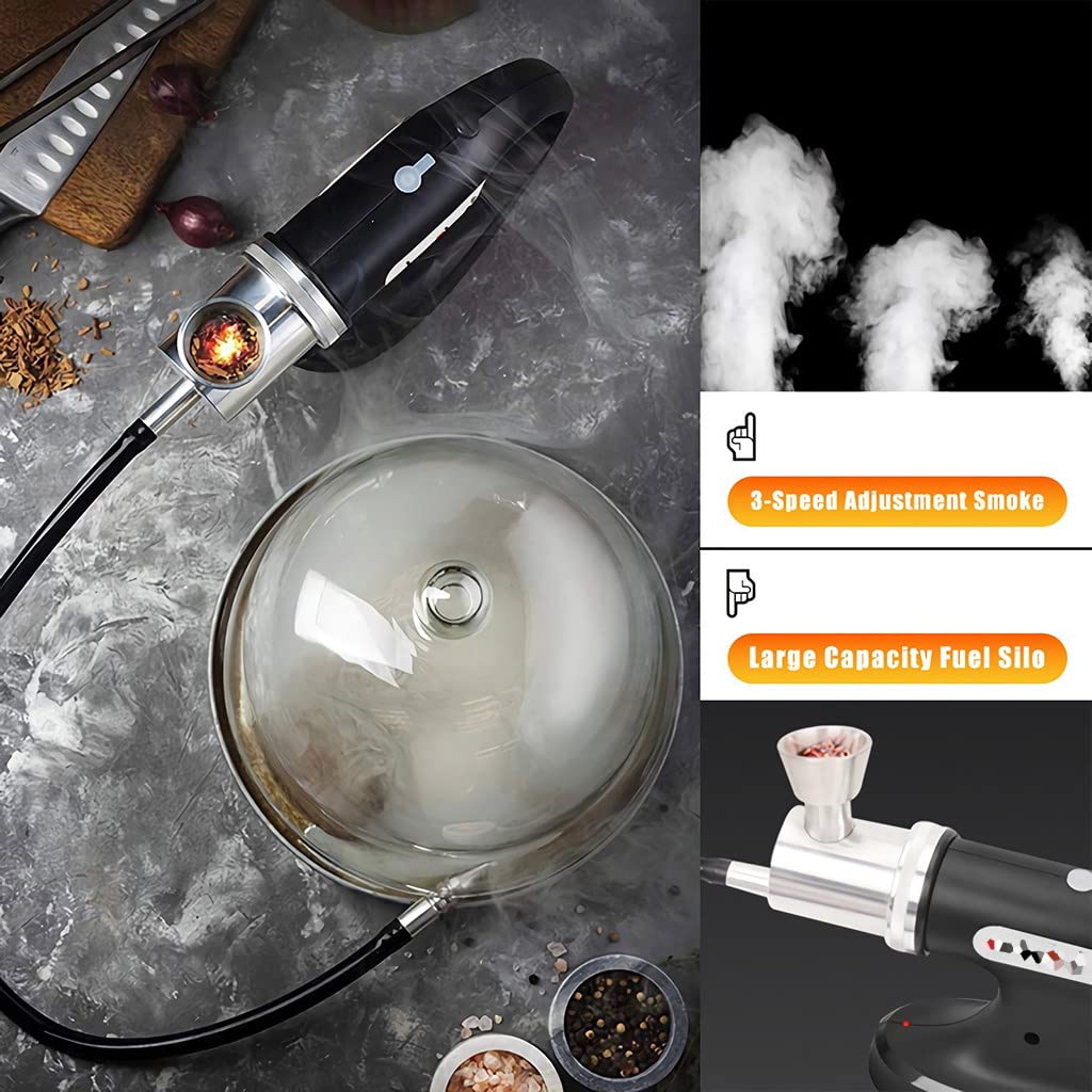 Affumicatore Portatile per Alimenti, Kit Premium-8 Pezzi, affumicatore Perfetto per Bevande Come Cocktail e Whisky, affumicatura Fredda per Cibo e Bevande - Regalo per Uomo