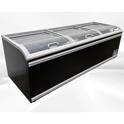 Chest Freezer for Supermarket Meat Freezer Glass sliding Door 98" Black Showcase Freezer Curve Display Top w/Storage Baskets 26 Cu.Ft HN25A-U