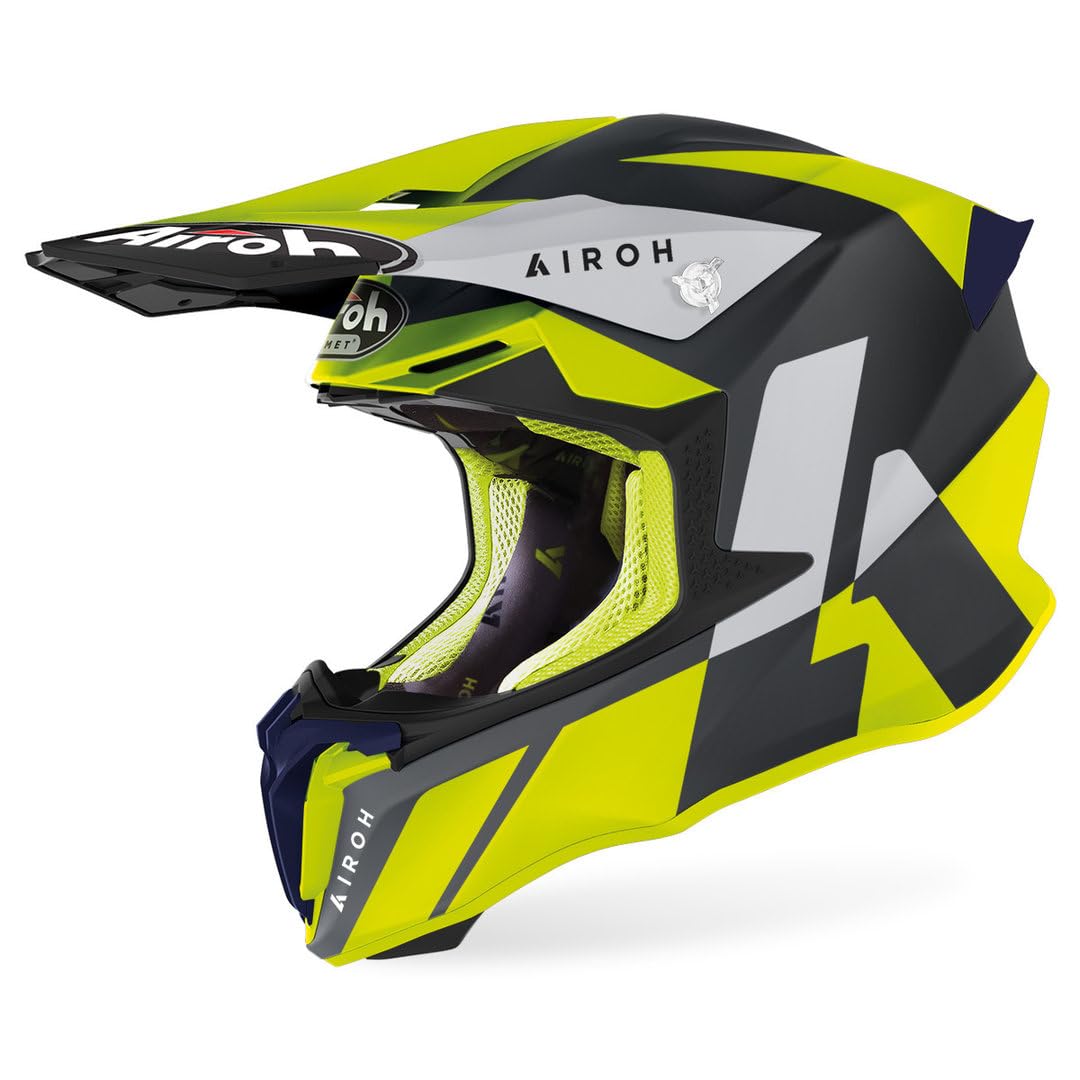 Airoh Men's Black Yellow Twist 2.0 Lift Motocross Helmet, Black-Yellow, Size Xl For