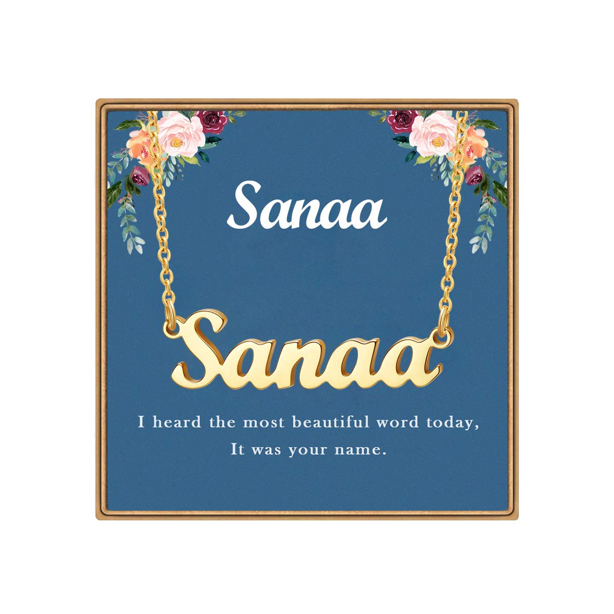 LdurianName Necklace Personalized, Customized Name plate necklace,14K gold Plated Personalized Dainty Name Necklace for women girl, Birthday jewelry Gift for Women