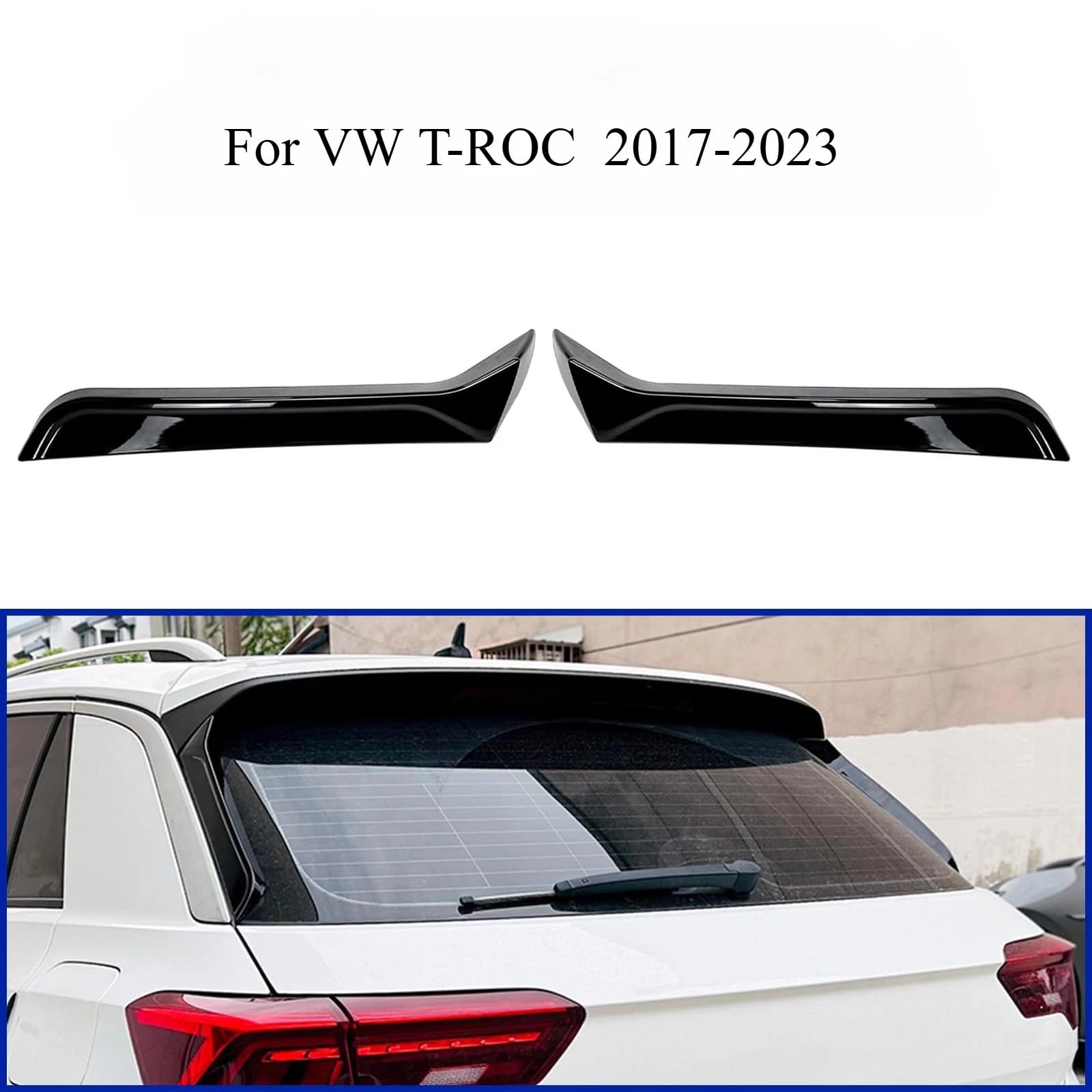 Spoiler tylnego okna bagażnika pasuje do VW T-ROC SUV A11 MK1 R R-Line 2017-2023 skrzydło dachowe krawędź boczna spojlery z klapą tylną Spojler na tylne skrzydło tylny spojler(Carbon Fiber Look)