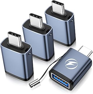 [4-Pack] USB C to USB Adapter, FONKEN USB-C to USB 3.0 Adapter 5Gbps Data Transfer USB A to USB C Adapter Compatible for MacBook Pro 2021,MacBook Air 2020,MacBook Pro2019,iPad Pro, More Type-C Devices