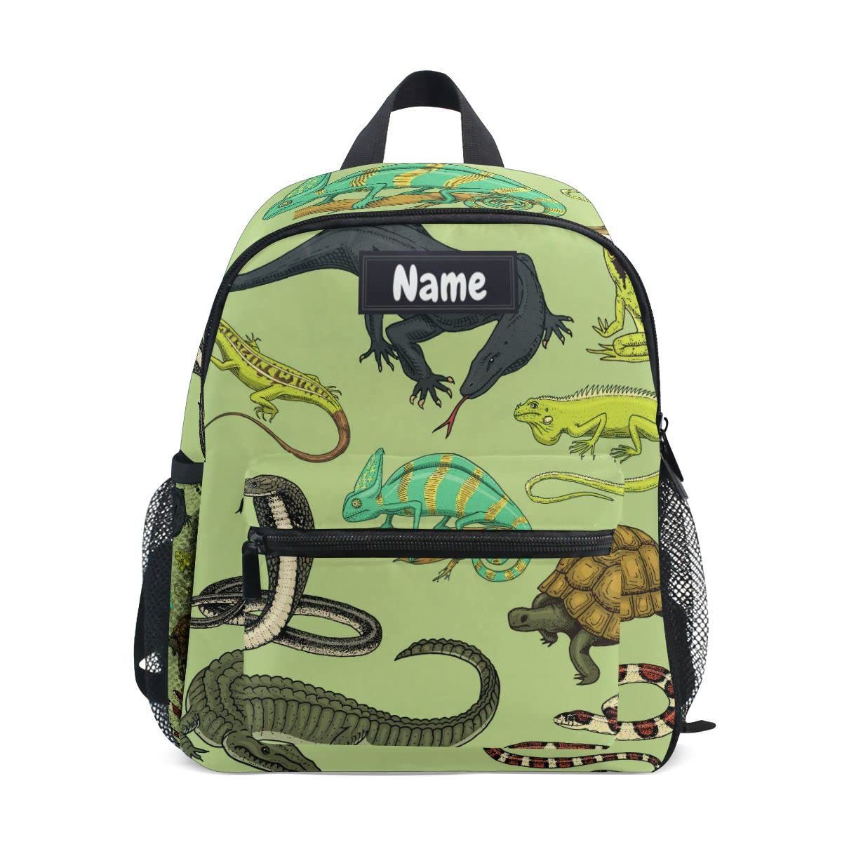 Glaphy Custom Kid's Name Backpack, Snake Lizard Chameleon and Turtle Animals Toddler Backpack Personalized Name Preschool Bookbags for Boys Girls