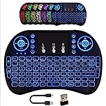 2.4G Mini Wireless Keyboard with Trackpad, Handheld Remote with 7-Color Backlit and Rechargeable for Smart TV, Android TV Box, PC, Laptop, FireStick, HTPC, PS3, PS4, Raspberry Pi, KODI, Windows