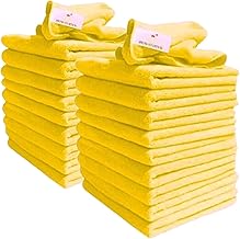 DCS Microfibre Cleaning Cloth, Yellow, Pack of 20, Large Size: 40x40cm. Super Soft Premium Streak Free Washable Cloth Duster for Kitchen, Bathrooms, Surfaces, Mirrors, Car, Motorbike