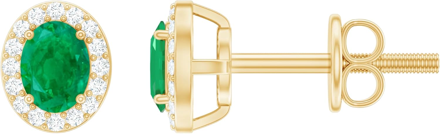 Sterling Silver Women's Diamond Halo Earrings, AAA Quality, Oval Stud Earrings - Gift For Special Occasions