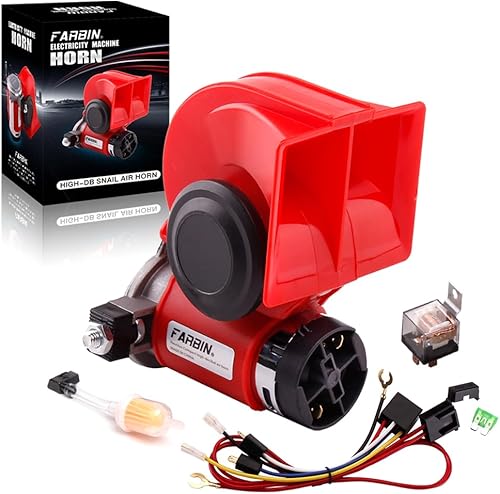 FARBIN Bocina para automóvil de 12 voltios 24 voltios, 150 db, bocina de aire de muy alto volumen, con compresor, bocina de auto compacto, con