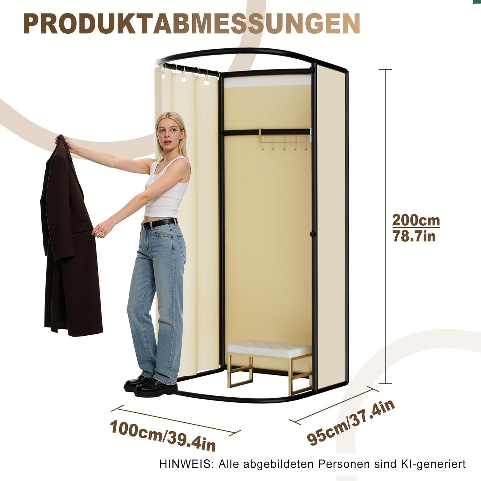 Umkleidekabine Freistehend, U-Form Bewegung Spur Umkleideraum, Bodenstehende Tragbarer Sichtschutz, Schattierung umkleide Öse Eisenhalterung, für Büro Einkaufszentrum