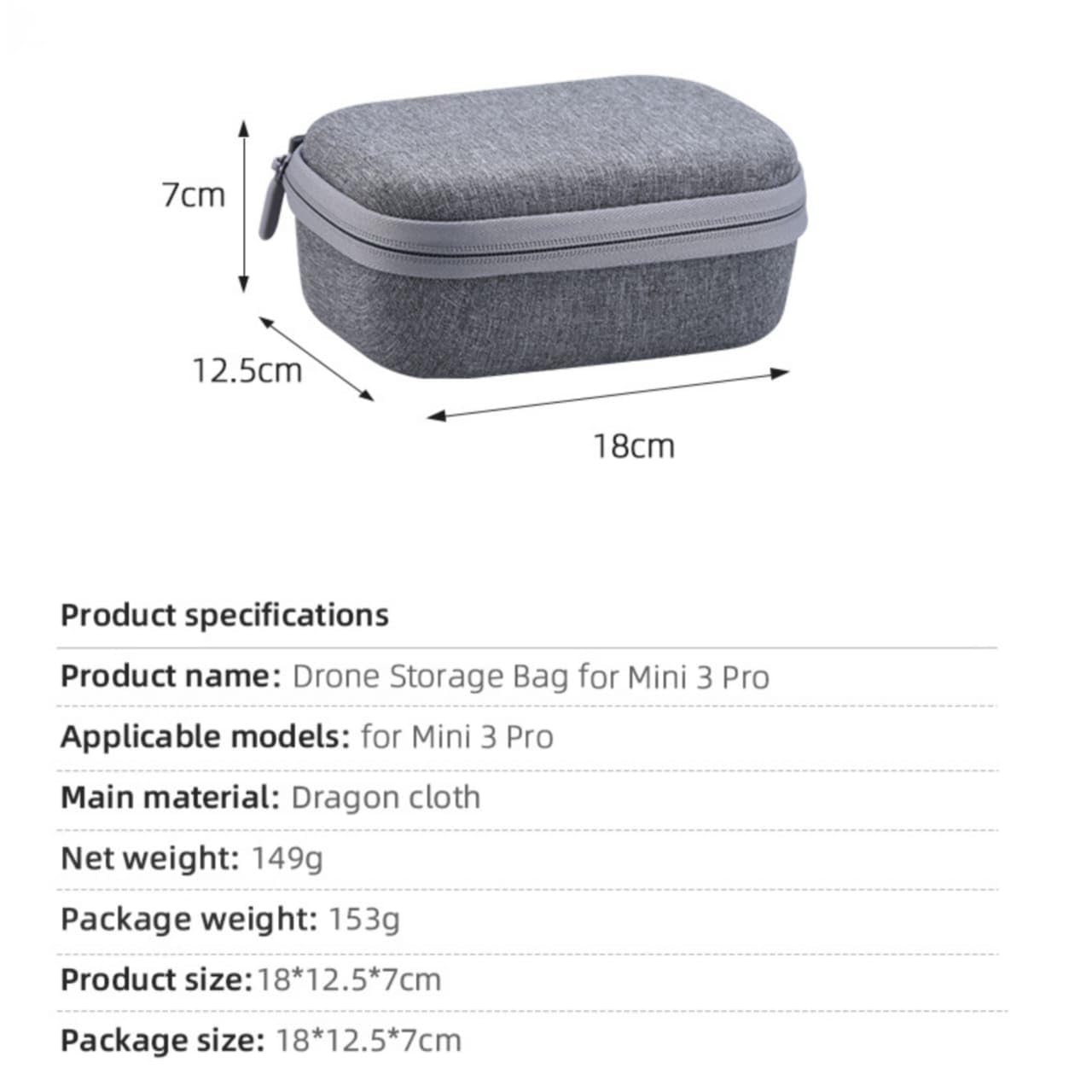 GetZget Fabric Sunnylife Carrying Case Bag for DJI Mini 3/Mini 3 Pro Drone - Portable Compact Storage Accessory for Air Travel, Grey 4