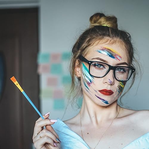 Miniatura 6 de 20 pinceles planos pequeños de pintura artística de 0.5 pulgadas de ancho, pinceles de pintura acrílica para acuarela, pinceles de pintura al óleo