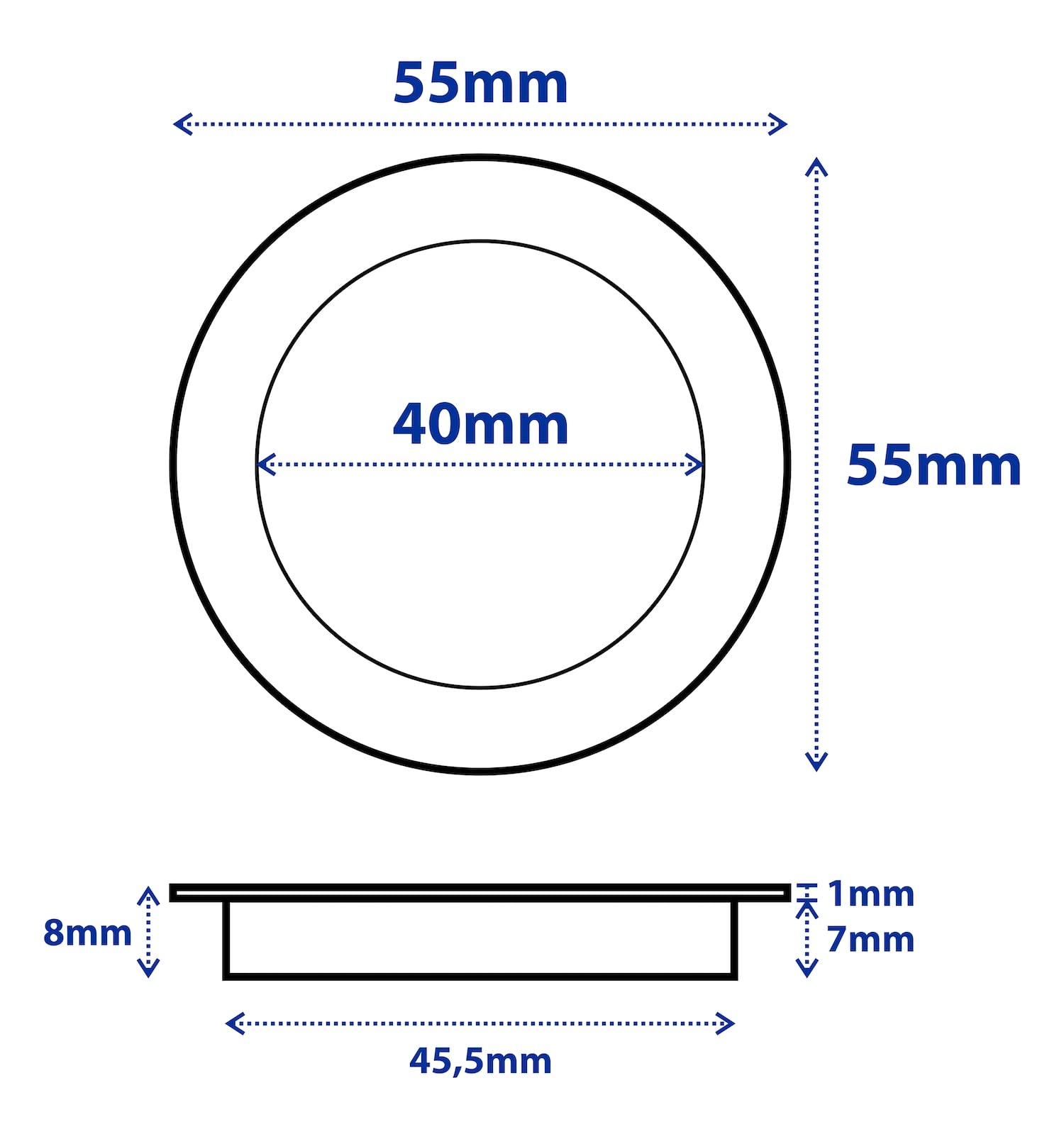 4er Set Superflache LED Boden Einbauspots Tom - 12V, Rund, Warmweiss, IP67, Trittfest & Begehbar, Lochausschnitt 46mm, inkl. LED Trafo - Kompakte Einbaustrahler für jeden Einsatzort geeignet.