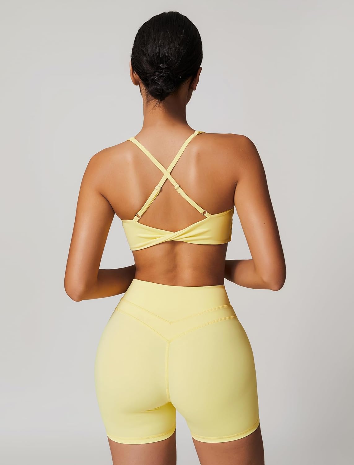 ABOCIW Womens V Neck Twist Back Sports Bra Padded Low Impact Fitness Yoga Bra Workout Crop Top - Image 5