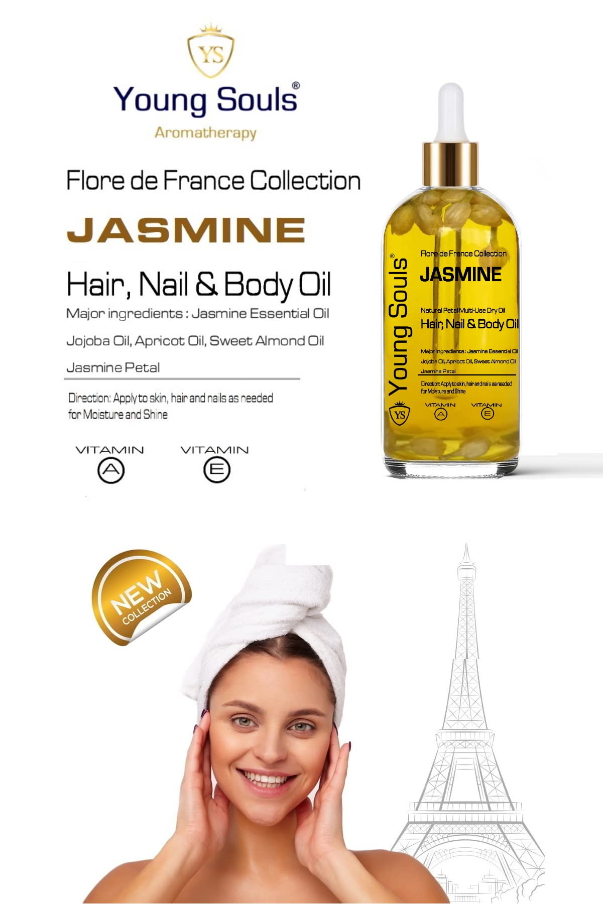 Young Souls Aromatherapy Jasmine Multi Use Oil Yasemin Yüz Saç Tırnak & Vücut Bakım Kuru Yağ 100 ml