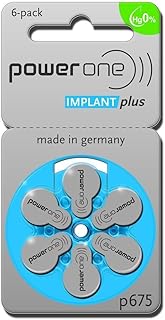6 Powerone Mercury Free Hearing Aid Batteries Size: 675P Cochlear Implant