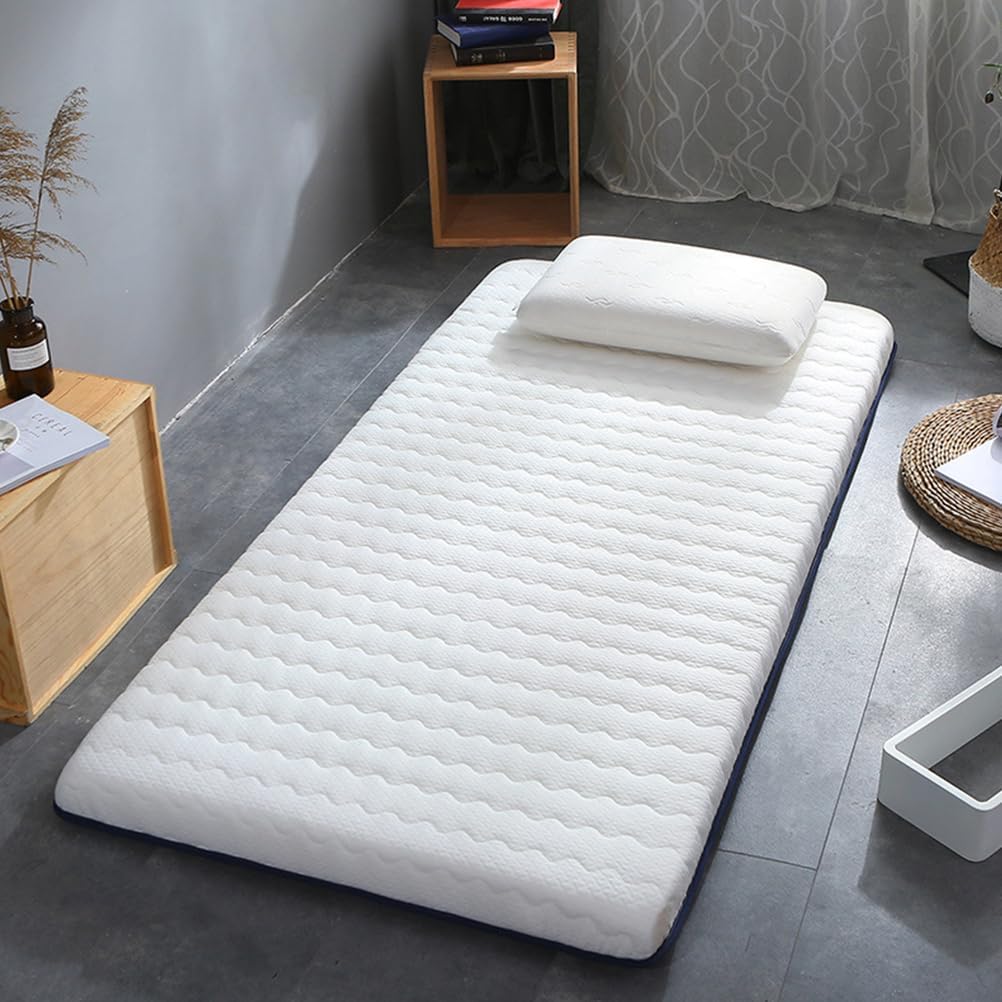 White/8cm,90 * 200cm, Futon Mattress Topper Japanese Floor Futon Mattress Pad Thicken 5Cm/8Cm Tatami Mat Traditional Comfortable Sleeping Pad Foldable Roll Up Dormitory Mat Pad for Camping