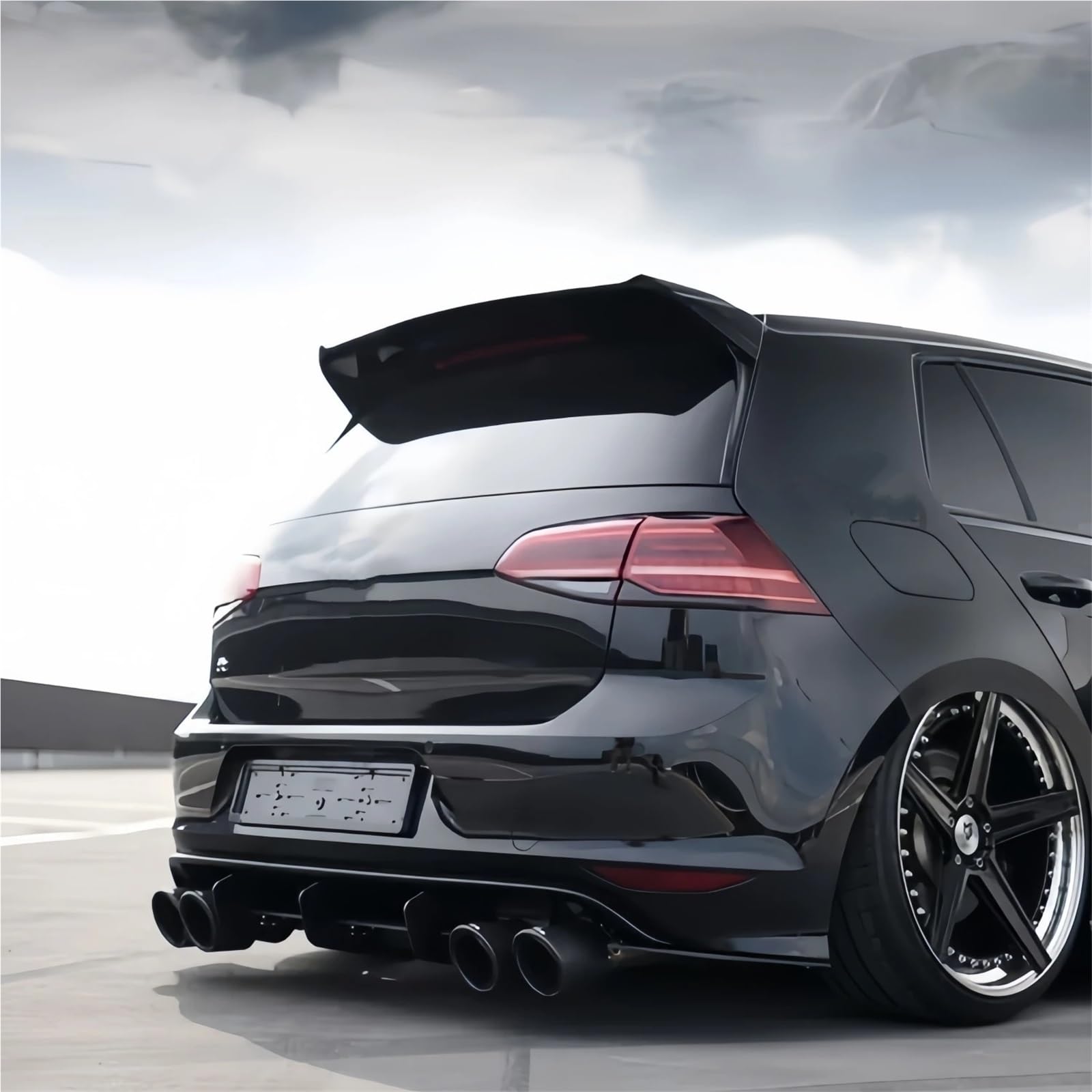 Błyszczący czarny tylny spojler dachowy samochodu w stylu Osir skrzydła kompatybilne z VW Golf Mk7 Mk7.5 GTI GTD GTE R kompatybilne z R-Line TSI TDI 2013-2020 zestawy tuningowe(GTI GTD GTE R R Line)
